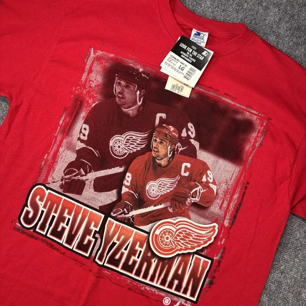 NWT Vintage 1997 Starter NHL Steve Yzerman Detroit Red Wings Red Shirt Large